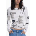 White Viscose Women T-Shirt