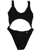 Black Cutout Logo One Piece Swimsuit Swimwear