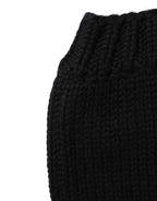 Black Cashmere Knitted Ribbed Cuff Beanie Hat