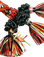Multicolor Raffia Leather Clasp Finder Chain Keyring