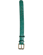 Green Embossed Leather Gold Buckle Belt Strap Bracelet