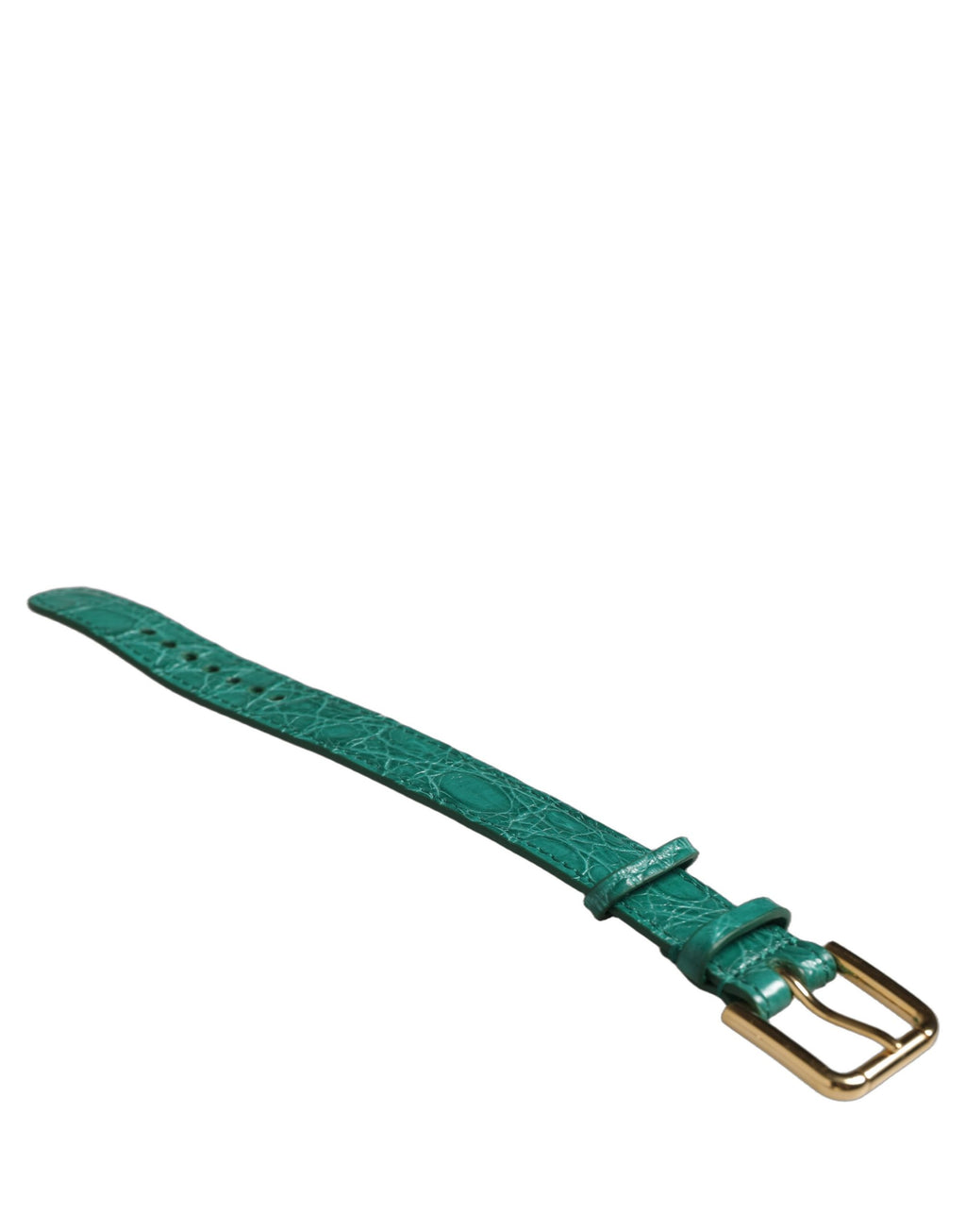 Green Embossed Leather Gold Buckle Belt Strap Bracelet