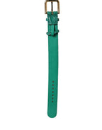 Green Embossed Leather Gold Buckle Belt Strap Bracelet