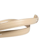 Beige Embossed Leather Gold Buckle Belt Strap Bracelet