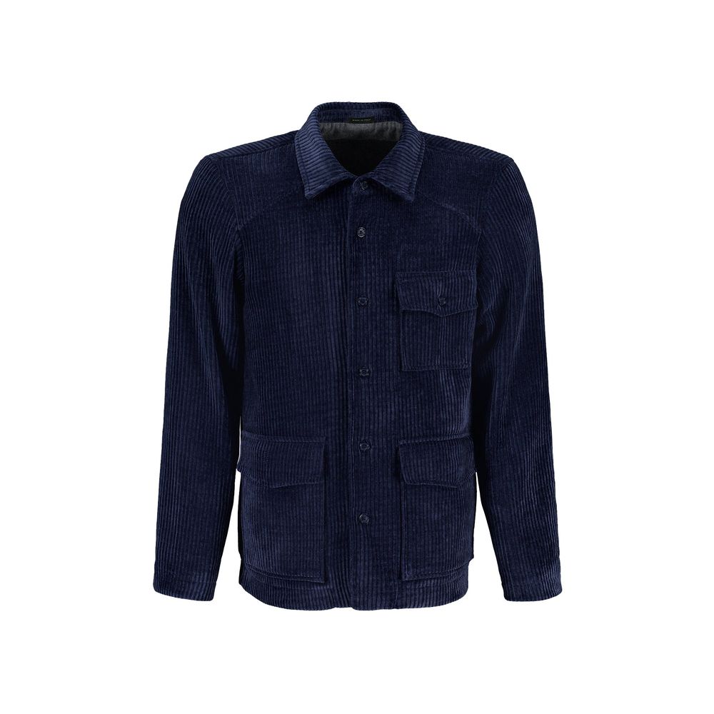 Blue Polyester Full-Length Jacket