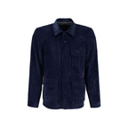 Blue Polyester Full-Length Jacket