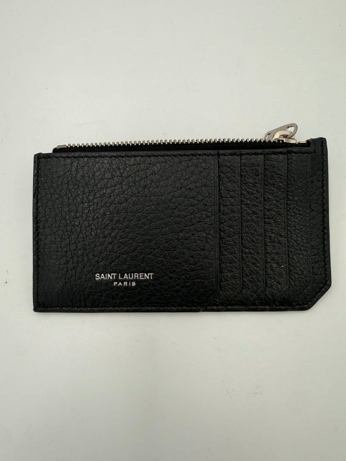 SAINT LAURENT Zip in Deerskin Cardholder