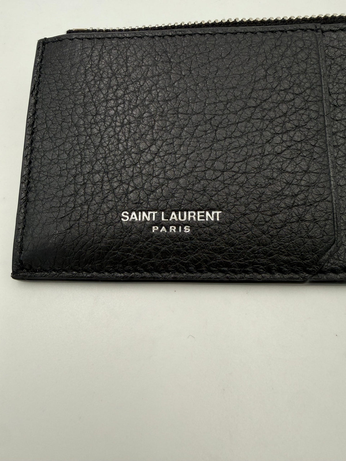 SAINT LAURENT Zip in Deerskin Cardholder