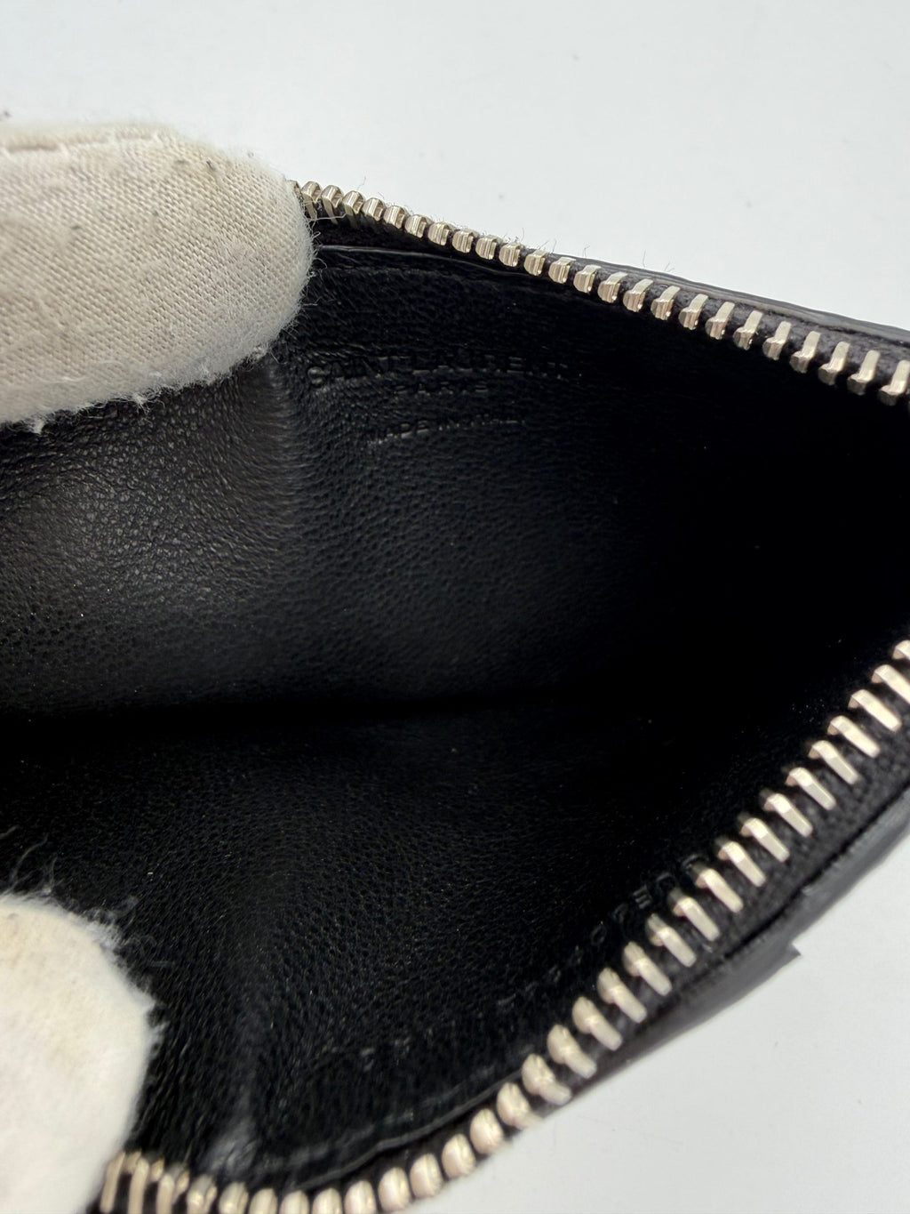 SAINT LAURENT Zip in Deerskin Cardholder