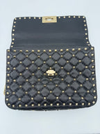 VALENTINO GARAVANI Rockstud Spike Black Handbag