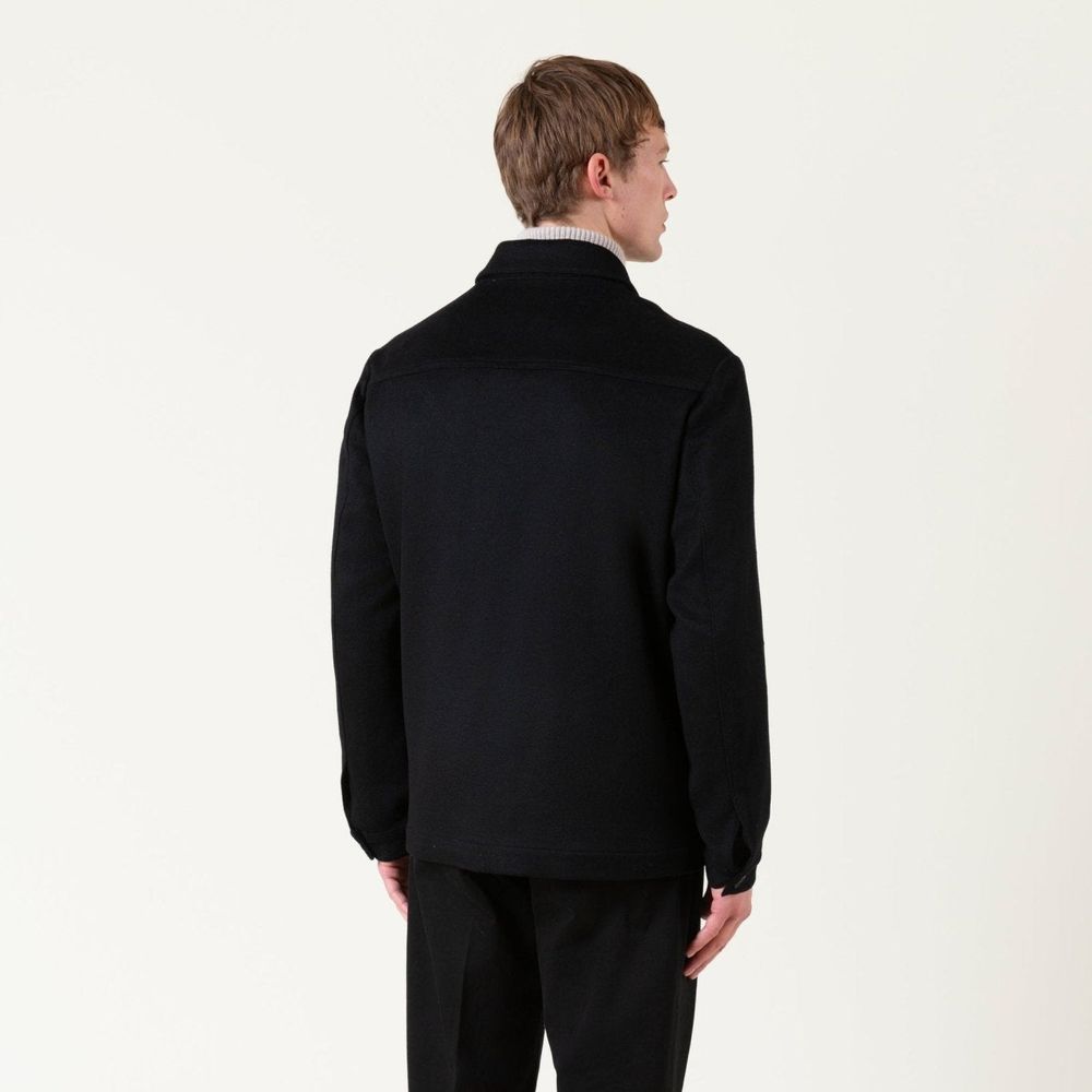 Black Wool Full-Length Jacket