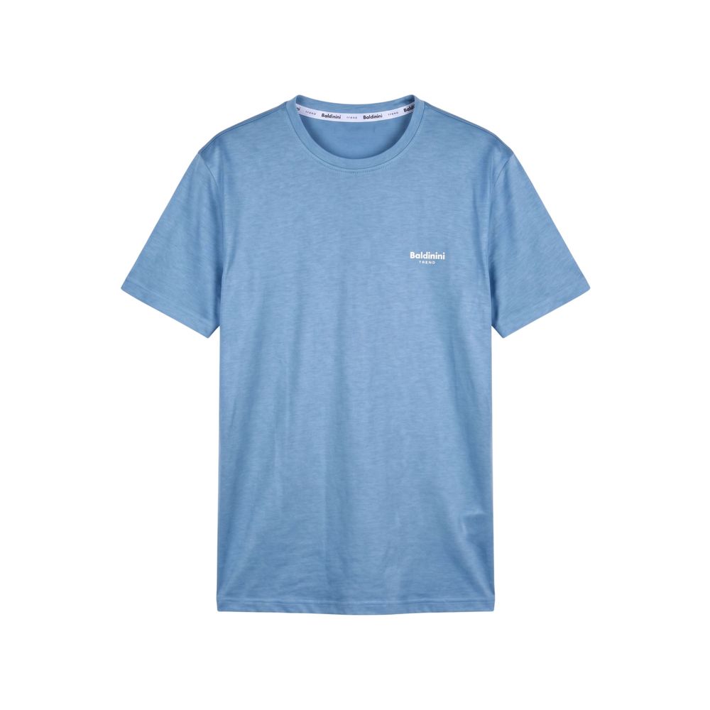 Light Blue Cotton Men T-Shirt