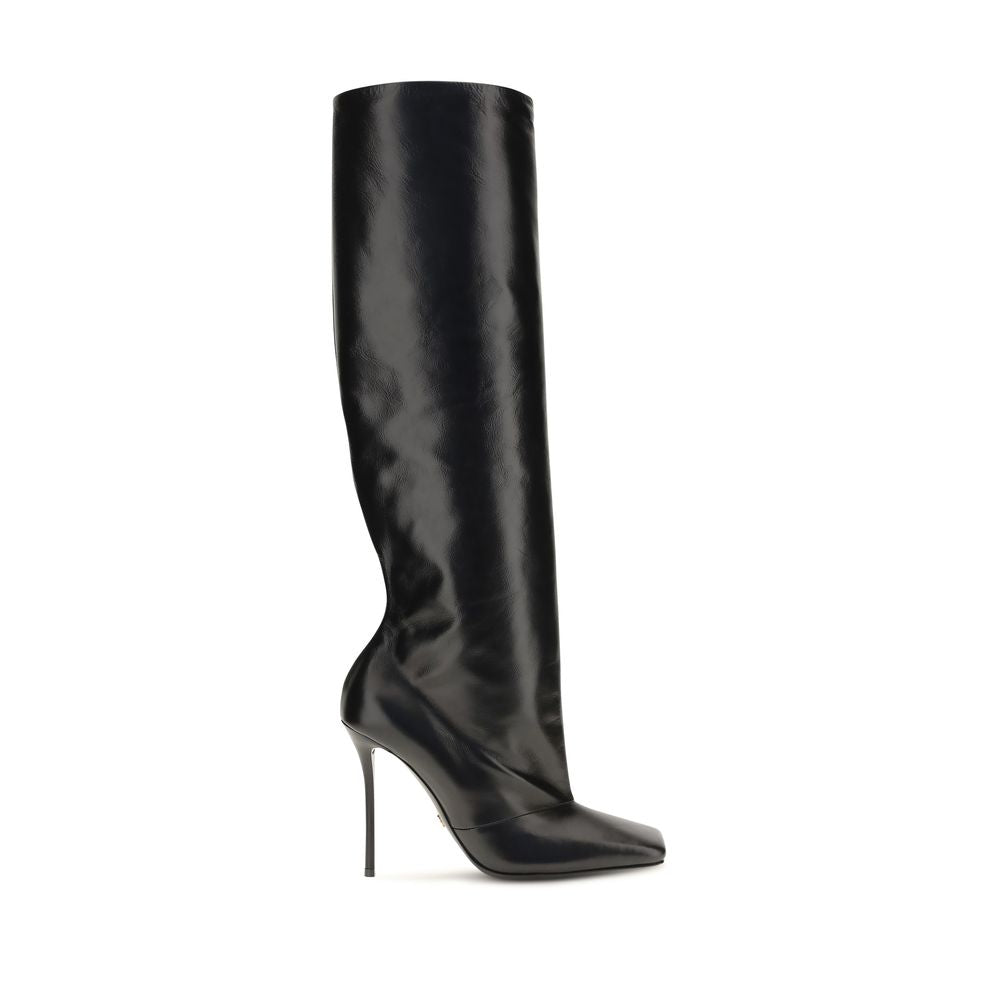Black Calf Leather Bos Taurus High Heel Boots