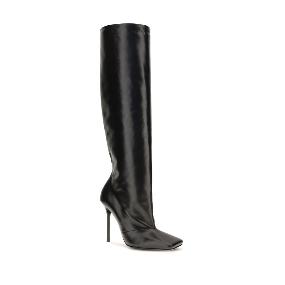 Black Calf Leather Bos Taurus High Heel Boots