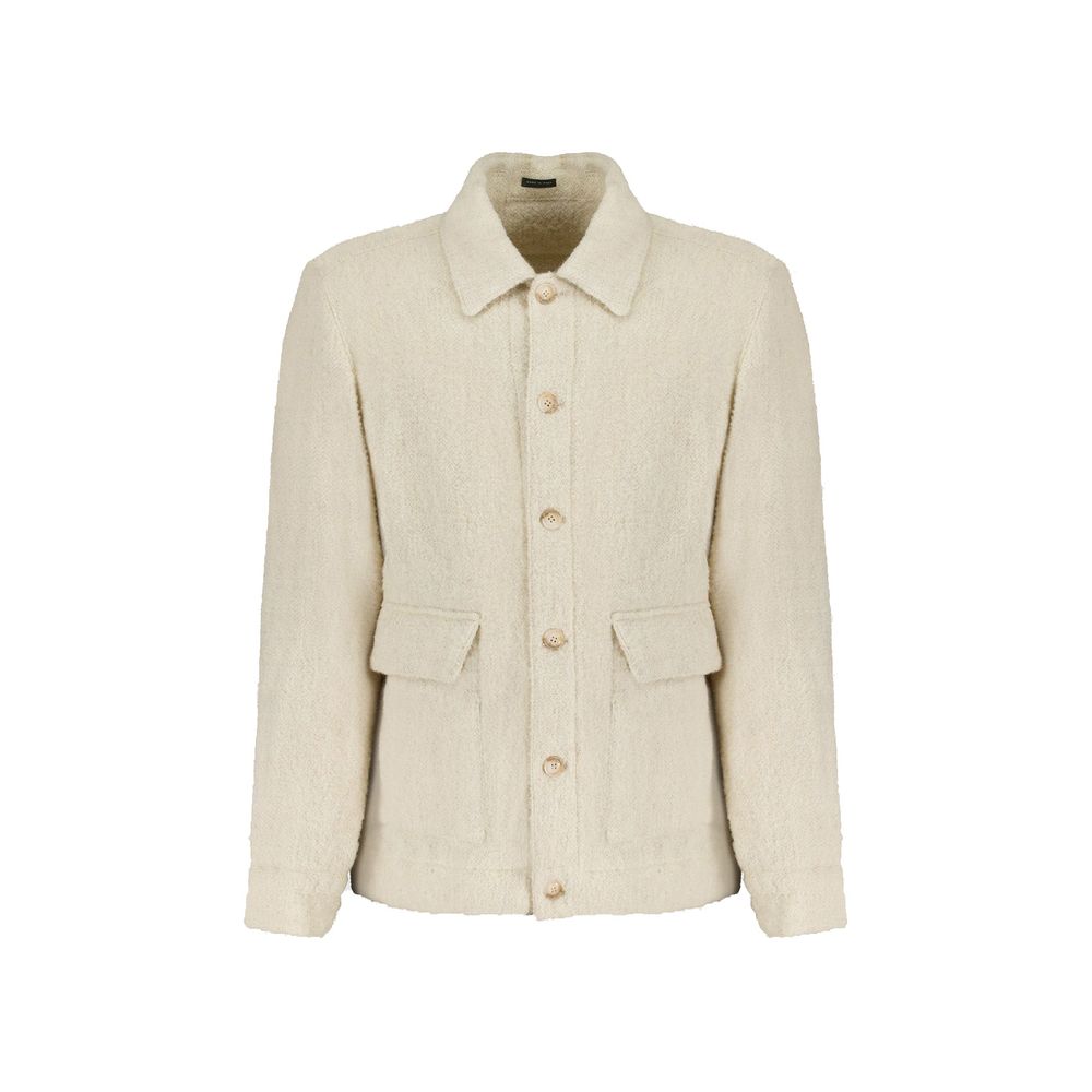Beige Virgin Wool Full-Length Jacket