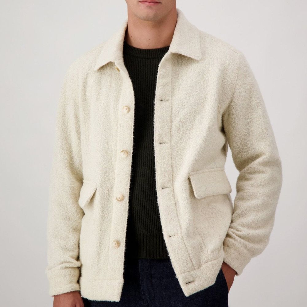 Beige Virgin Wool Full-Length Jacket