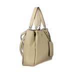 Beige Polyurethane Women's Bag with Multiple Pockets and Compartments
