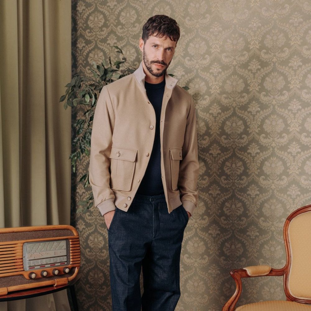 Beige Virgin Wool Bomber