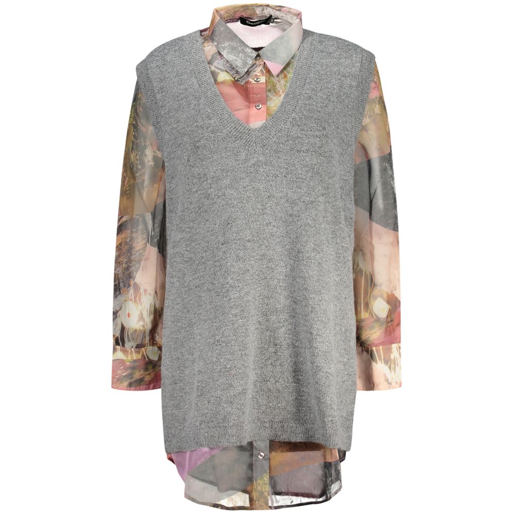 Gray Polyester Womens Shirt