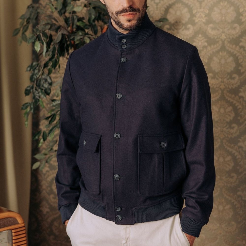 Blue Virgin Wool Bomber