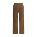 Brown Cotton Casual Pants