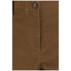 Brown Cotton Casual Pants