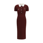 Bordeaux Polyester Casual Dress