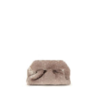Beige Faux Fur Clutch Bag