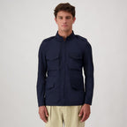 Navy Blue Cotton Full-Length Jacket