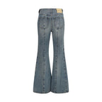 Blue Cotton Flared Jeans