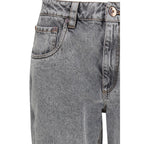 Gray Cotton Straight-Leg Jeans