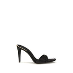 Black Viscose Stiletto Heel Sandals