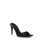 Black Viscose Stiletto Heel Sandals