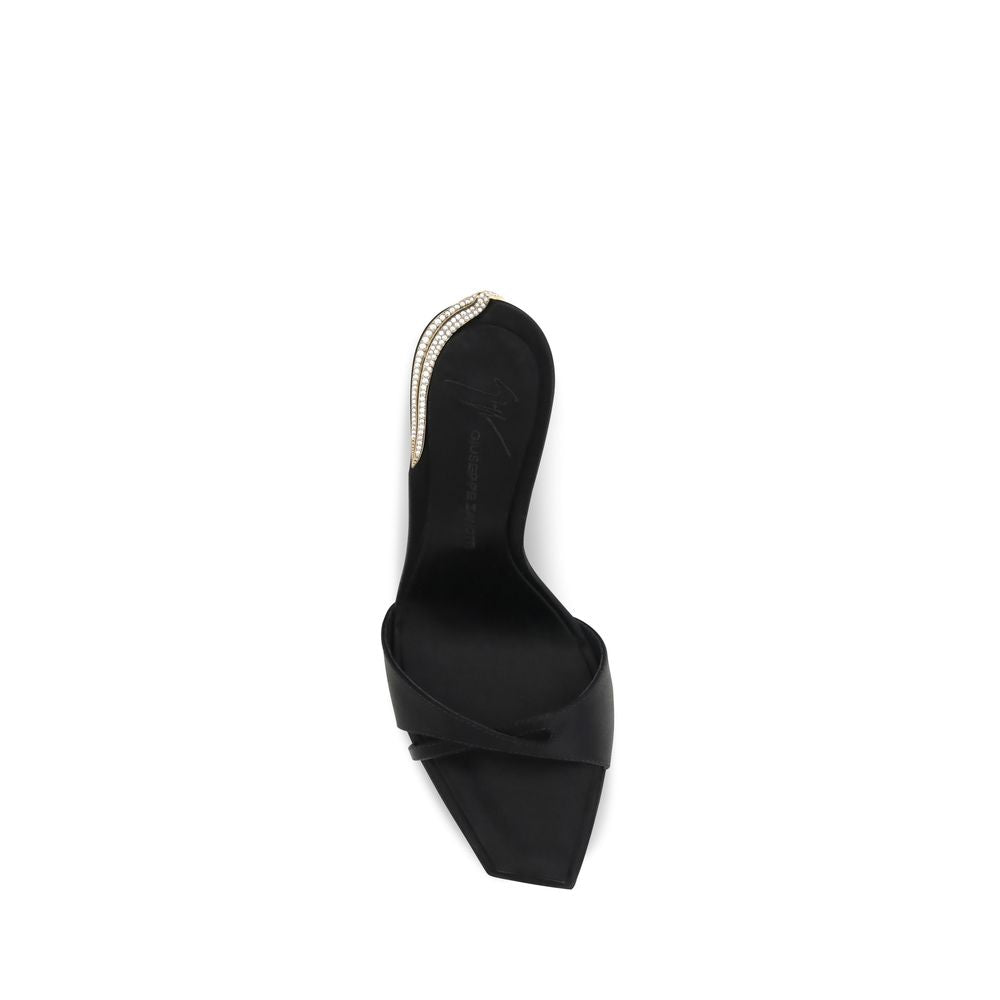 Black Viscose Stiletto Heel Sandals