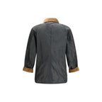 Bicolor Cotton Full-Length Jacket
