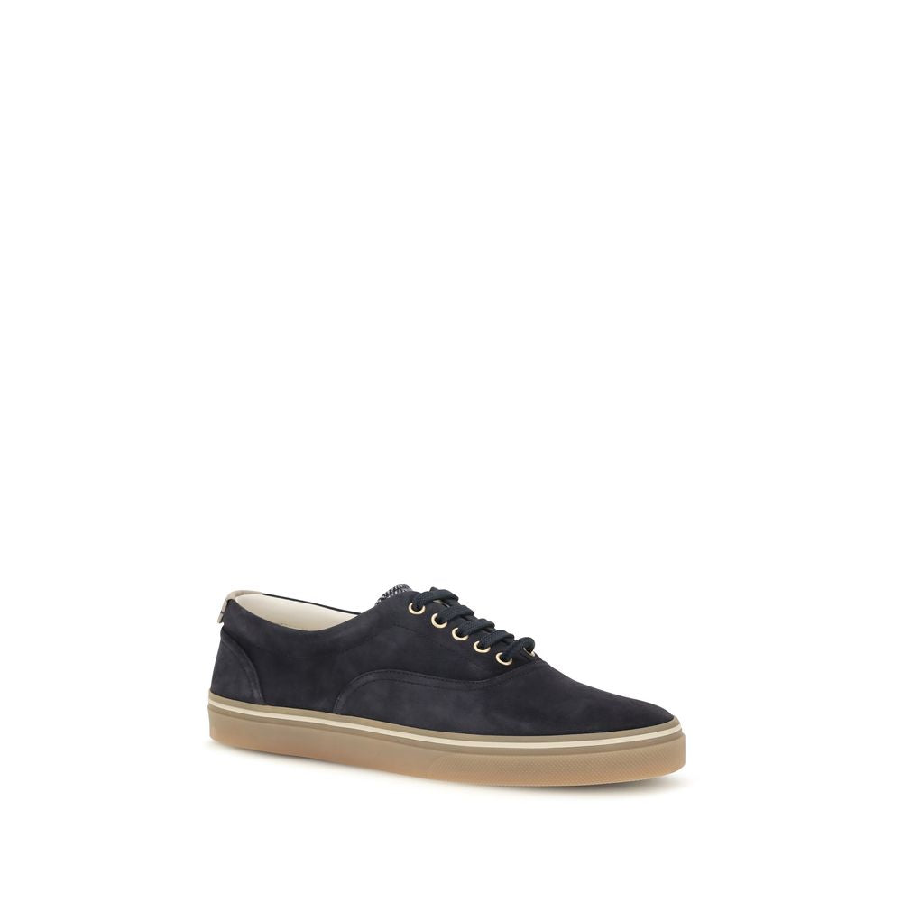Blue Suede Leather Low Top Sneakers