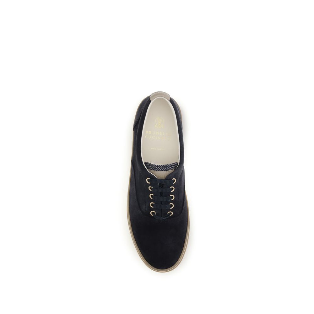 Blue Suede Leather Low Top Sneakers