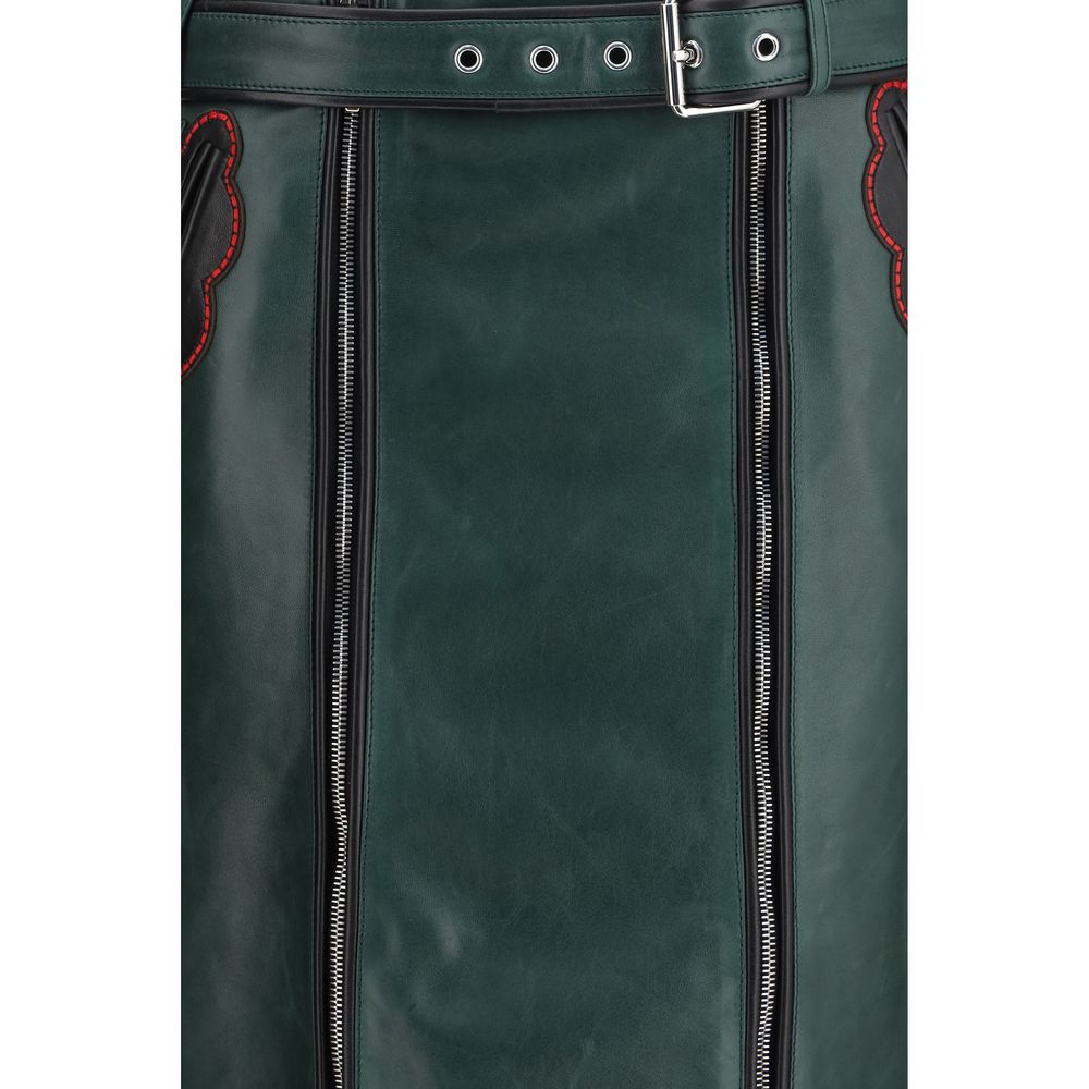 Bicolor Calf Leather Bos Taurus Long Skirt