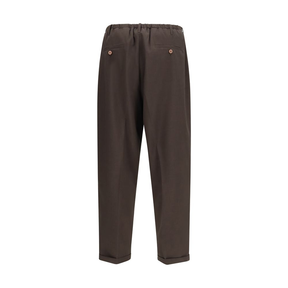 Brown Polyester Casual Pants