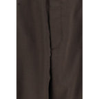 Brown Polyester Casual Pants