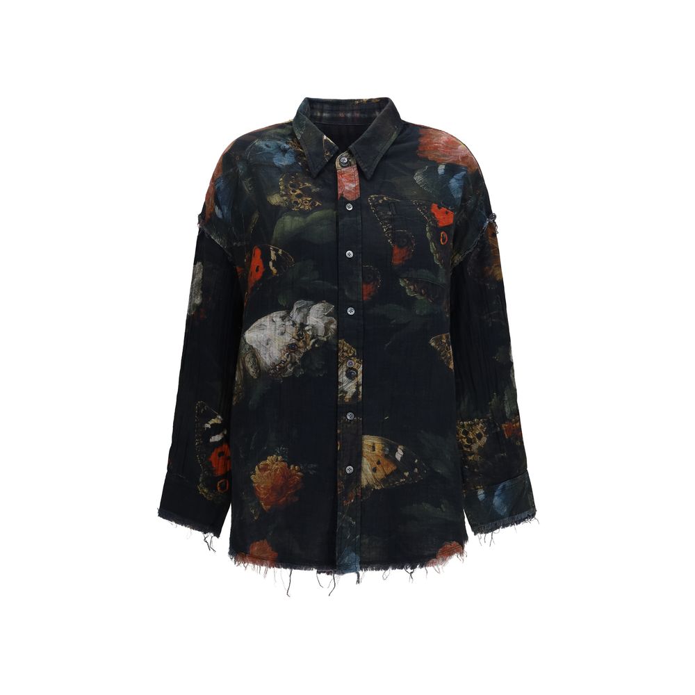 Black Cotton Pattern Shirt