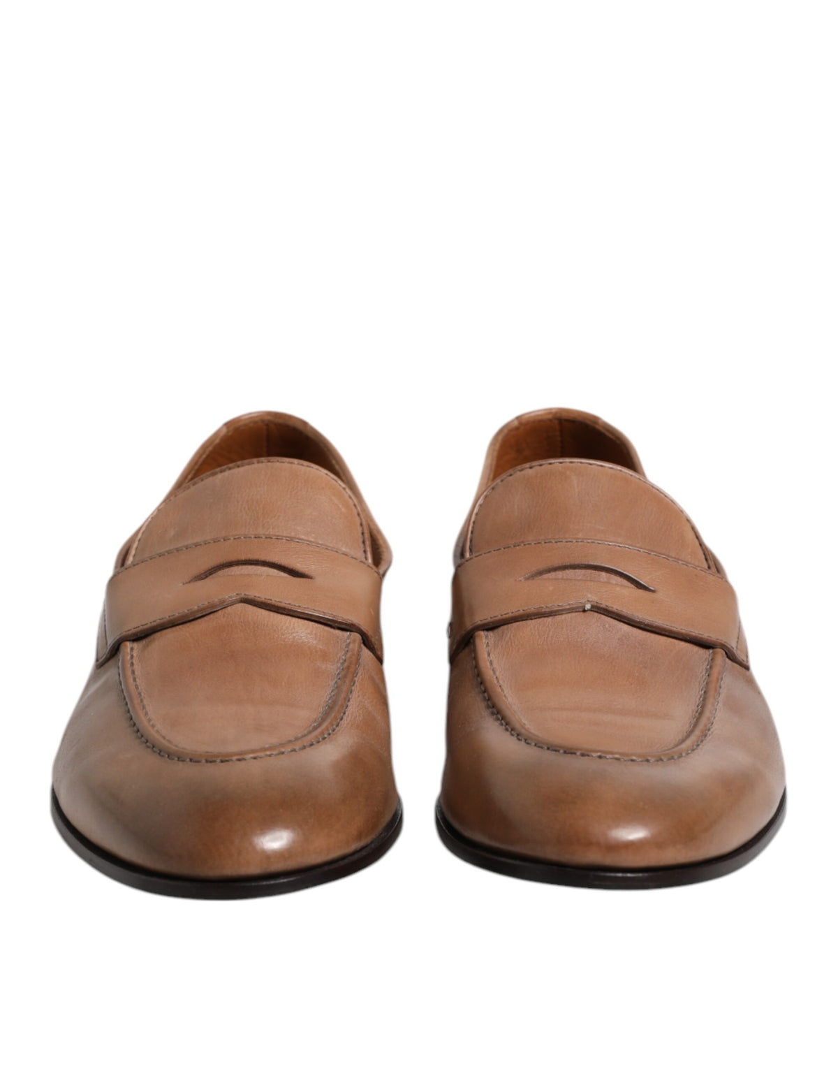 Brown Leather Slip-On Loafers