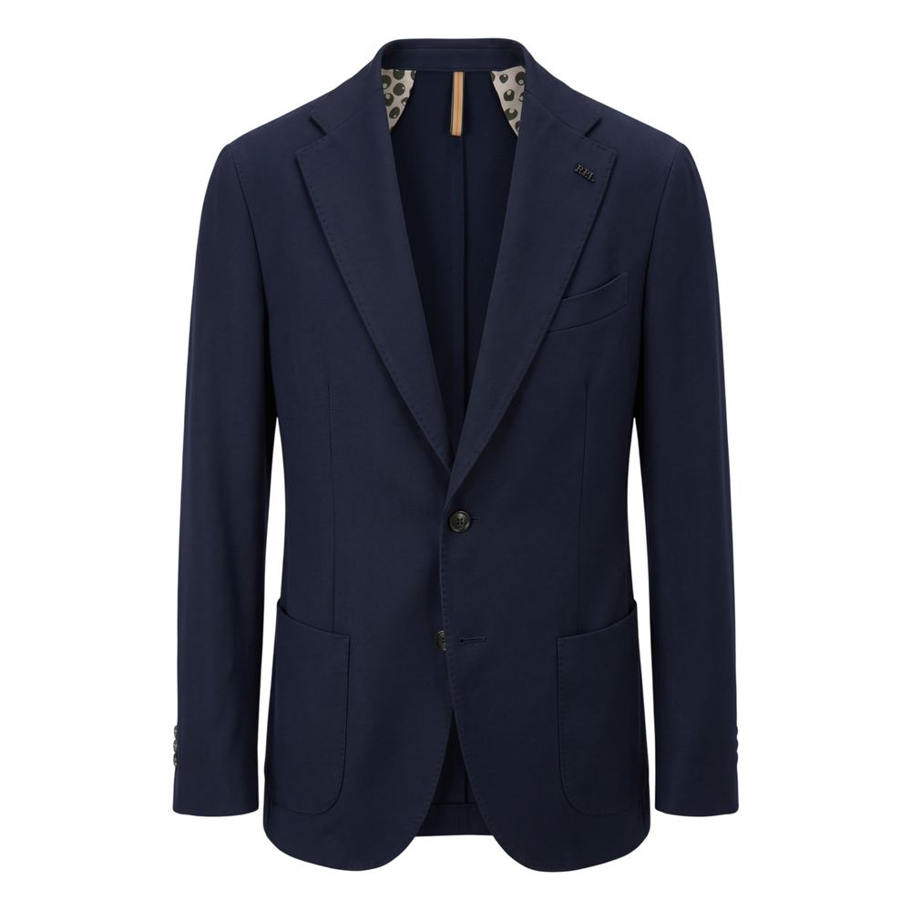 Blue Polyester Men Jacket