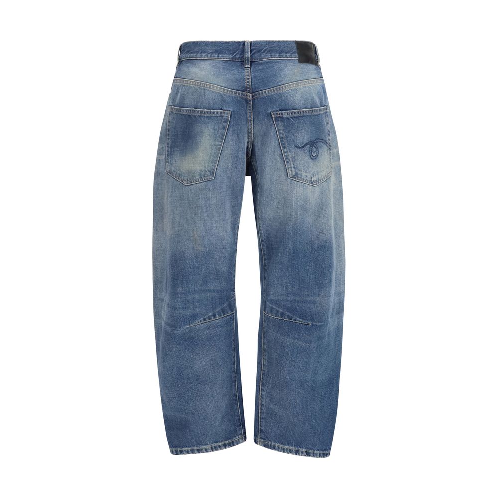 Blue Cotton Boyfriend Jeans