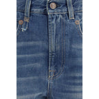 Blue Cotton Boyfriend Jeans