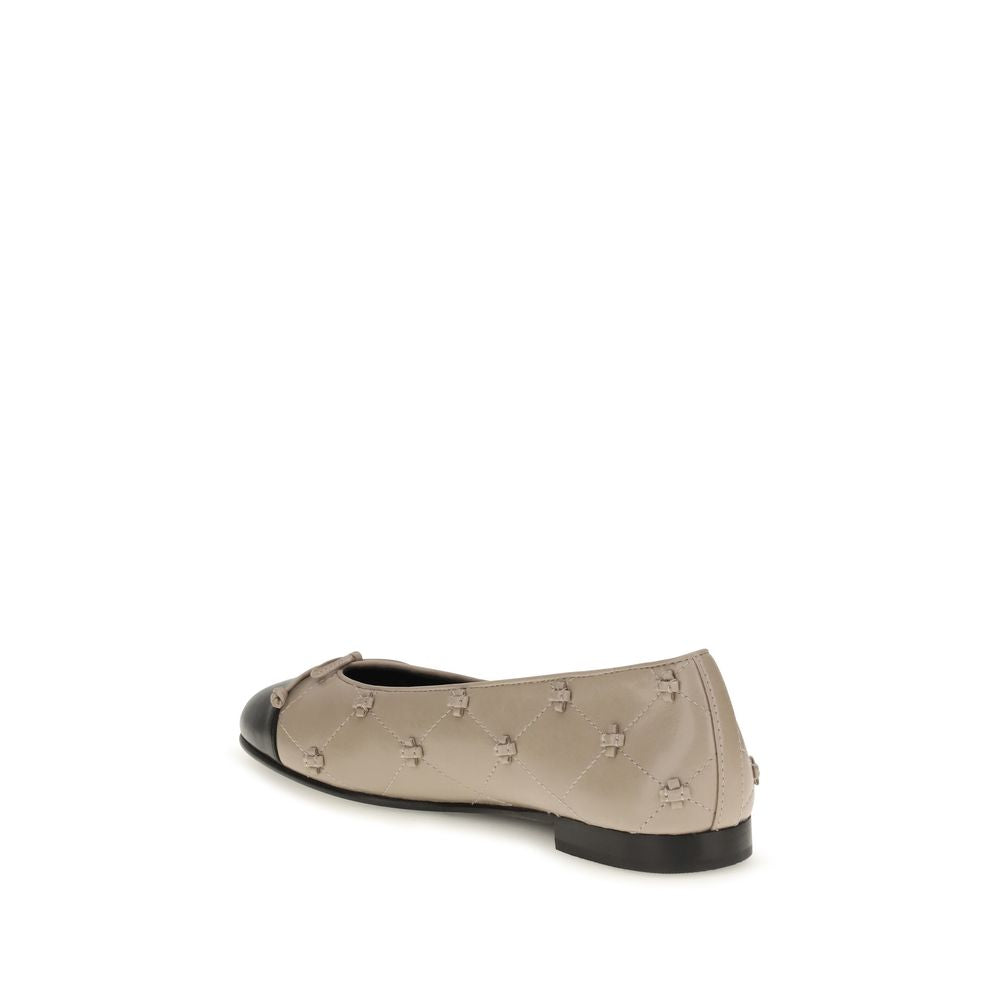 Beige Calf Leather Bos Taurus Ballet Flats