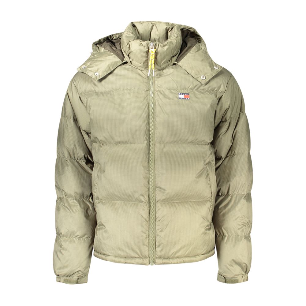 Green Polyester Full-Length Jacket