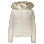 White Polyester Full-Length Jacket