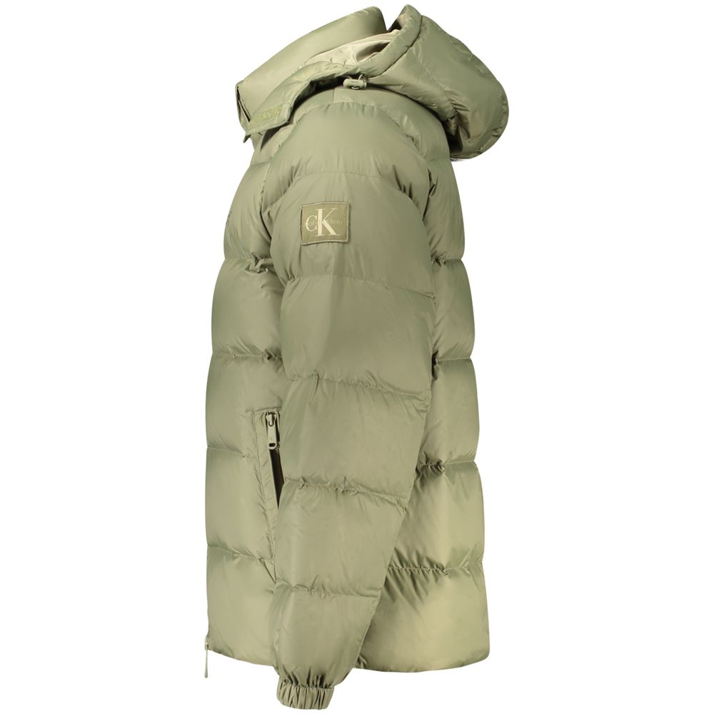 Green Nylon Full-Length Jacket