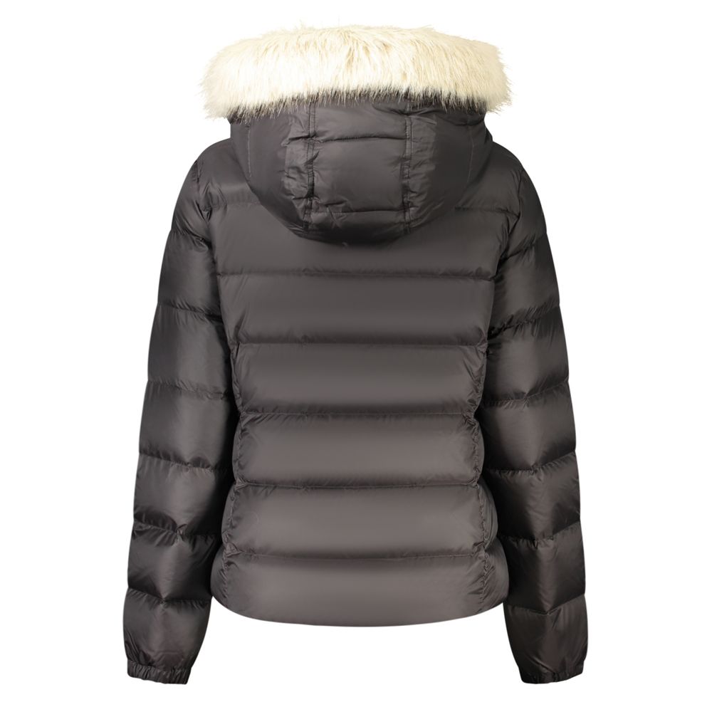 Black Polyester Full-Length Jacket